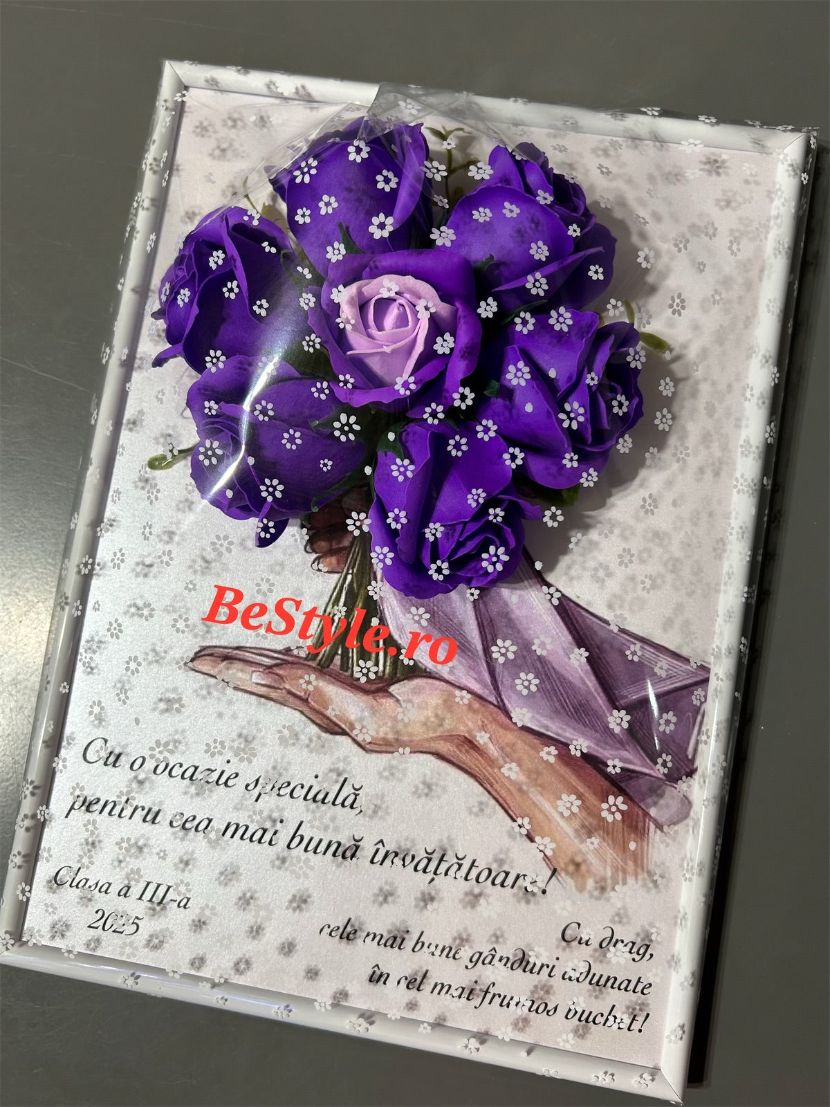 Tablou personalizat cu buchet din trandafiri de sapun