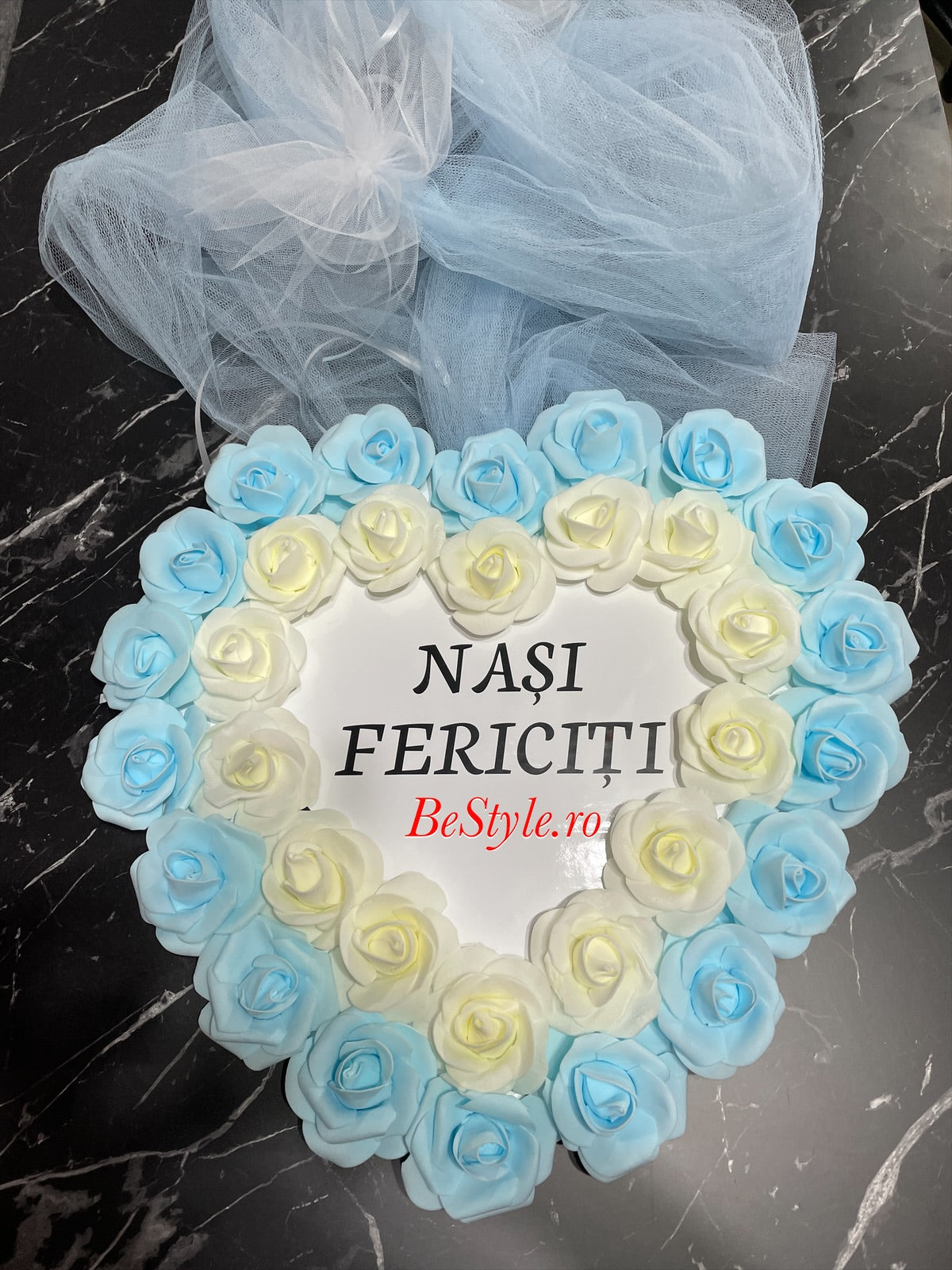 Decor masini miri si nasi, inima, cu trandafiri 04