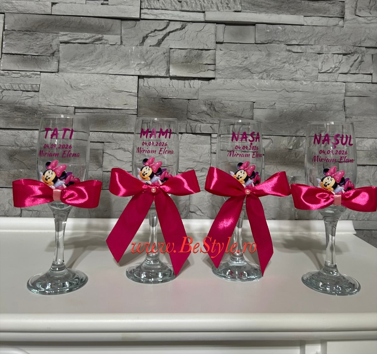Pahare personalizate botez fetita 02 Minnie Mouse