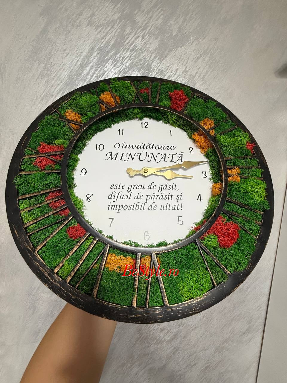 Ceas de perete cu licheni pentru doamna invatatoare 02