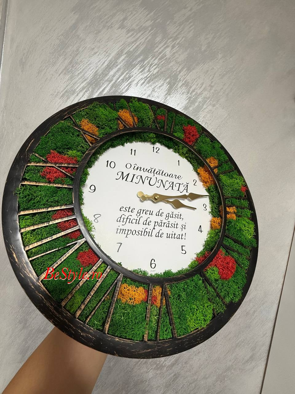 Ceas de perete cu licheni pentru doamna invatatoare 02
