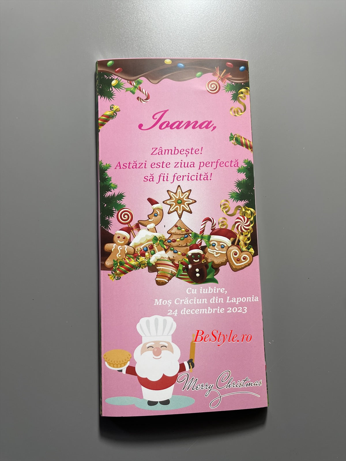 Ciocolata personalizata cu mesaj de Craciun