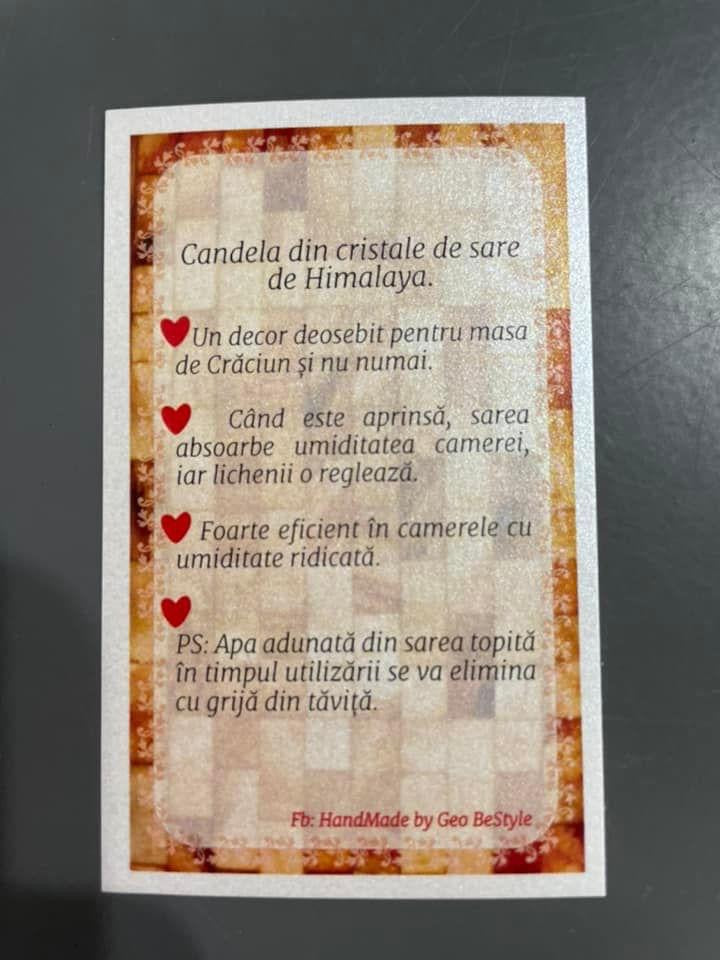 Aranjament de Craciun - candela din sare de Himalaya și licheni
