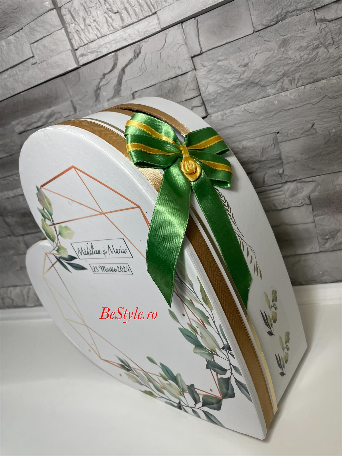 Cutie plicuri bani nunta inima - Olive leaves