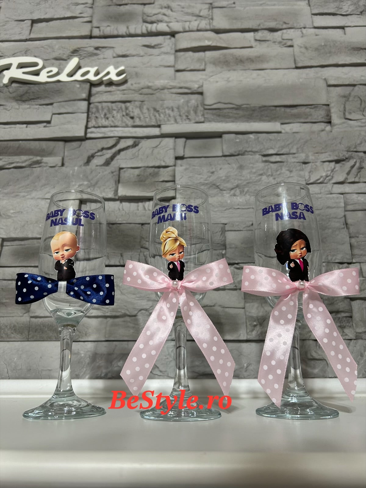 Pahare personalizate botez baietel 02 Baby Boss