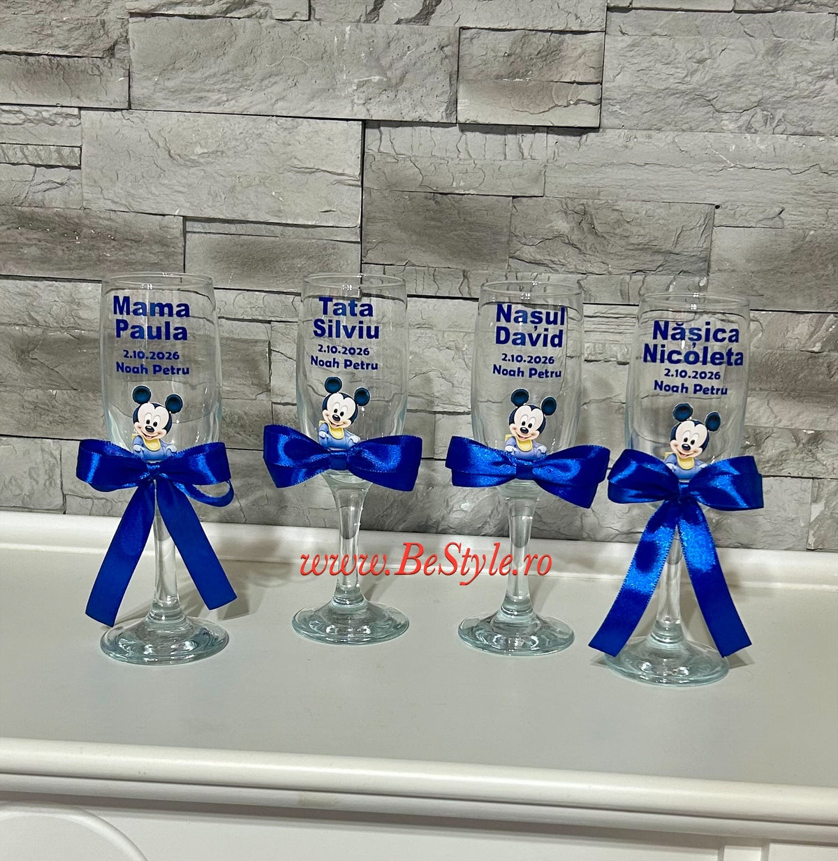 Pahare personalizate botez baietel 03 Mickey Mouse