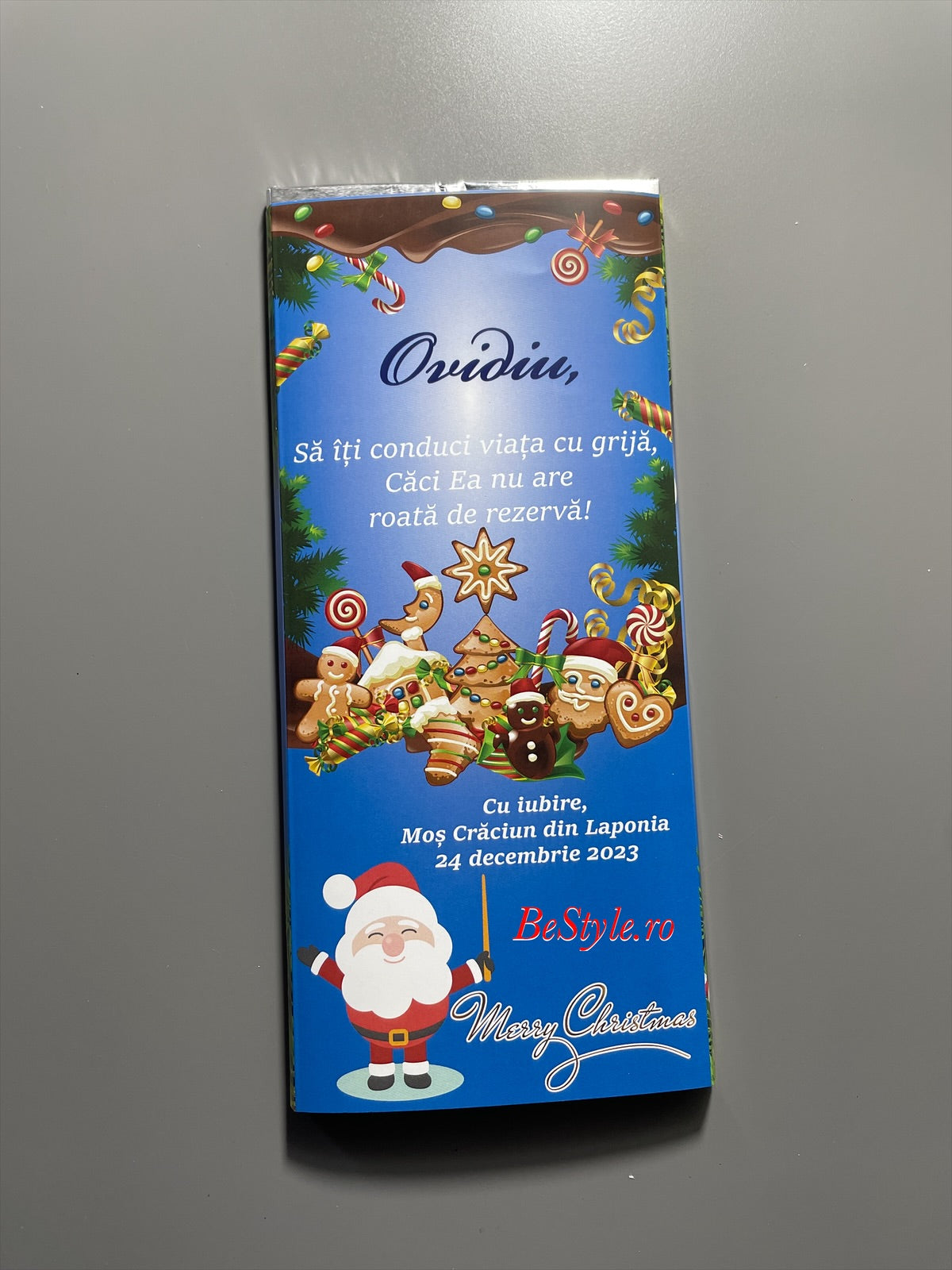 Ciocolata personalizata cu mesaj de Craciun