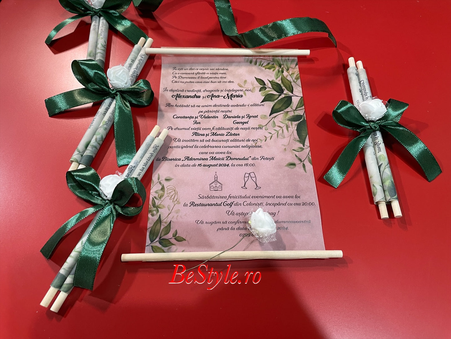 Invitatie nunta BSIN003 cu trandafir