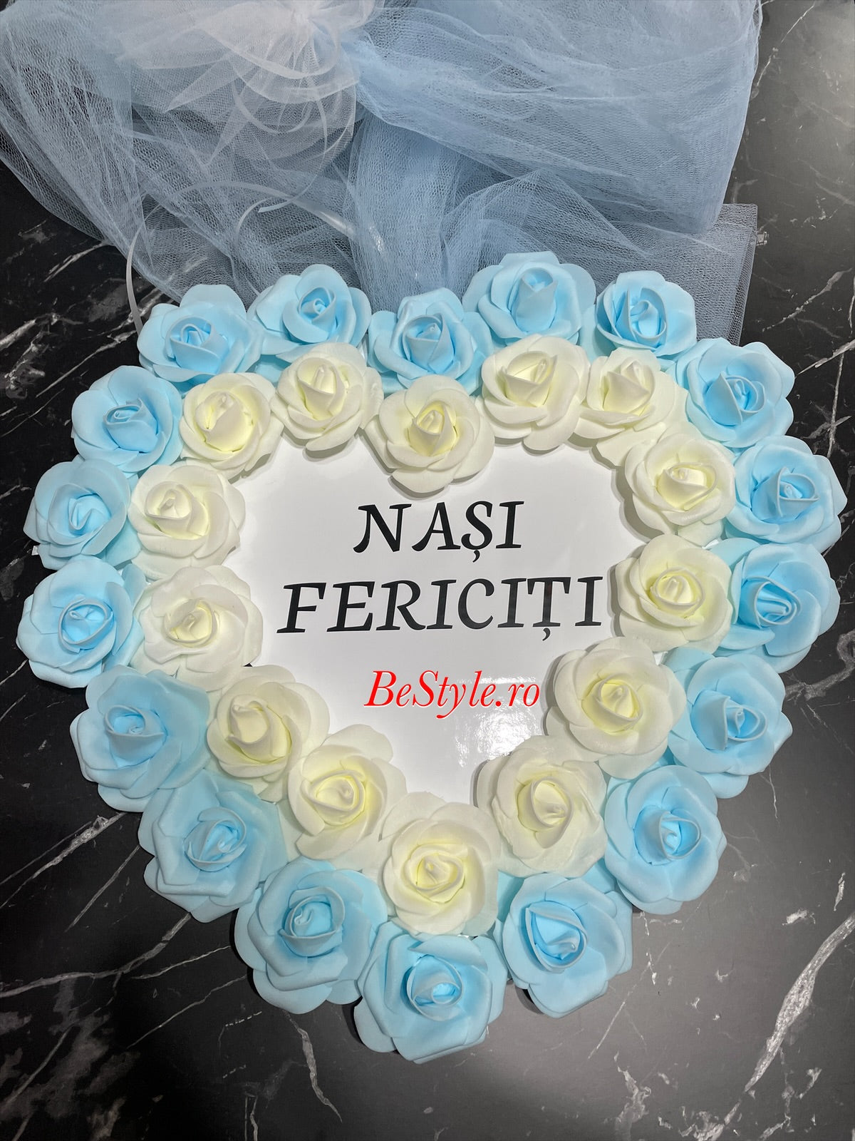 Decor masini miri si nasi, inima, cu trandafiri 04