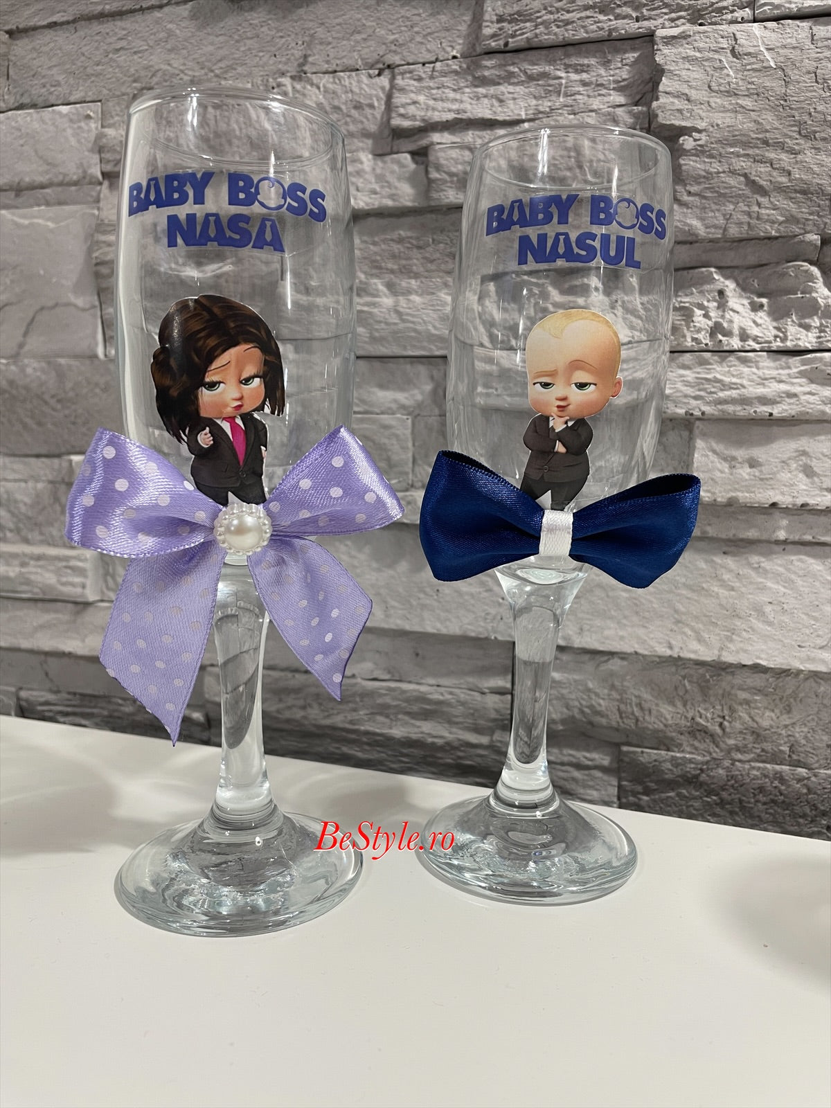 Pahare personalizate botez baietel 02 Baby Boss
