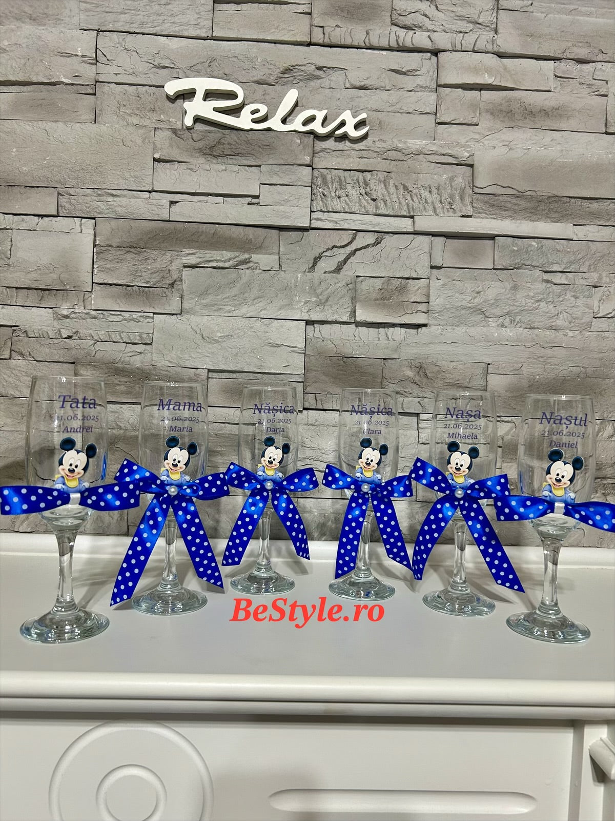 Pahare personalizate botez baietel 03 Mickey Mouse