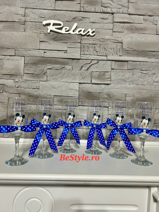 Pahare personalizate botez baietel 03 Mickey Mouse