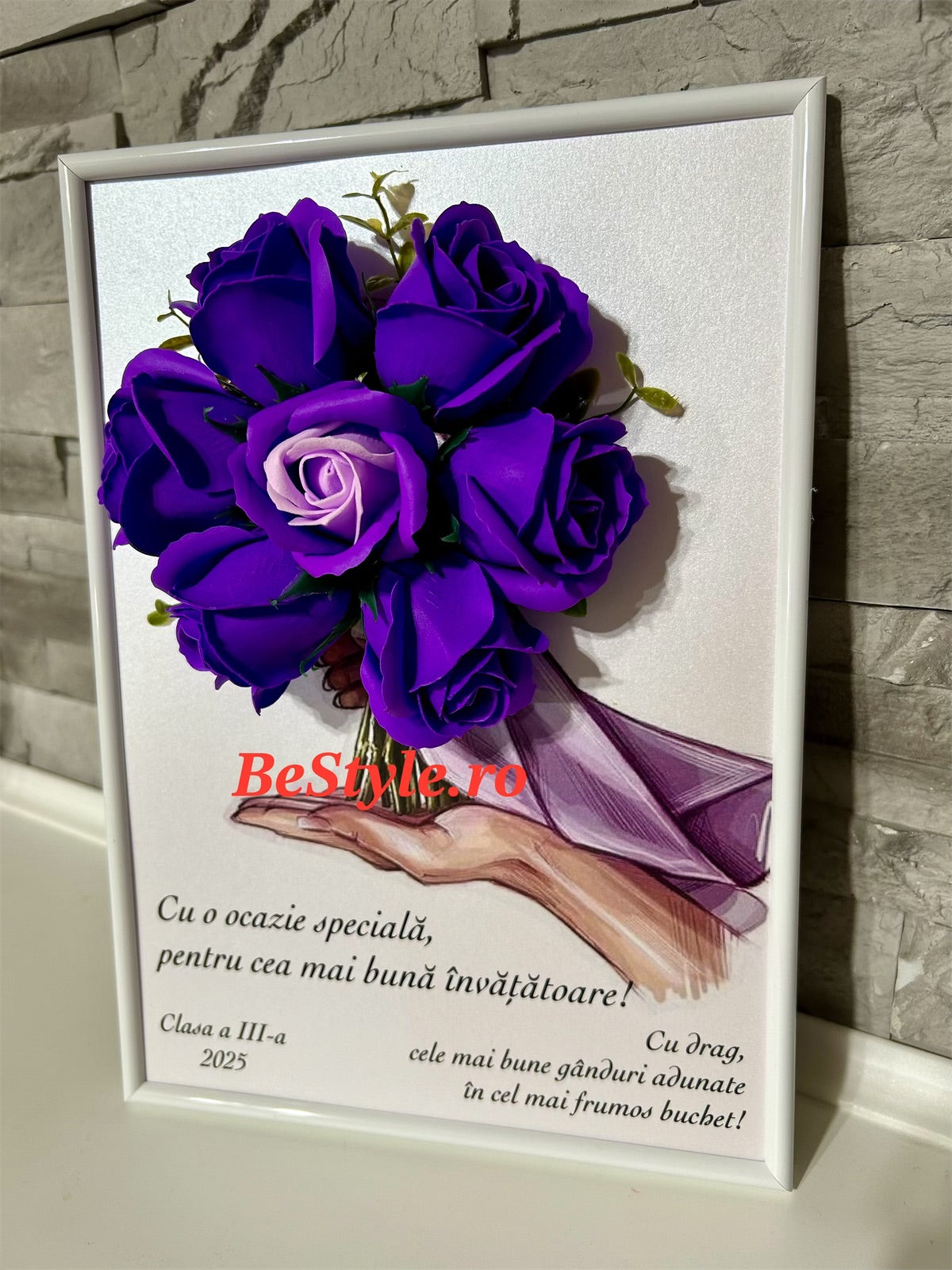 Tablou personalizat cu buchet din trandafiri de sapun