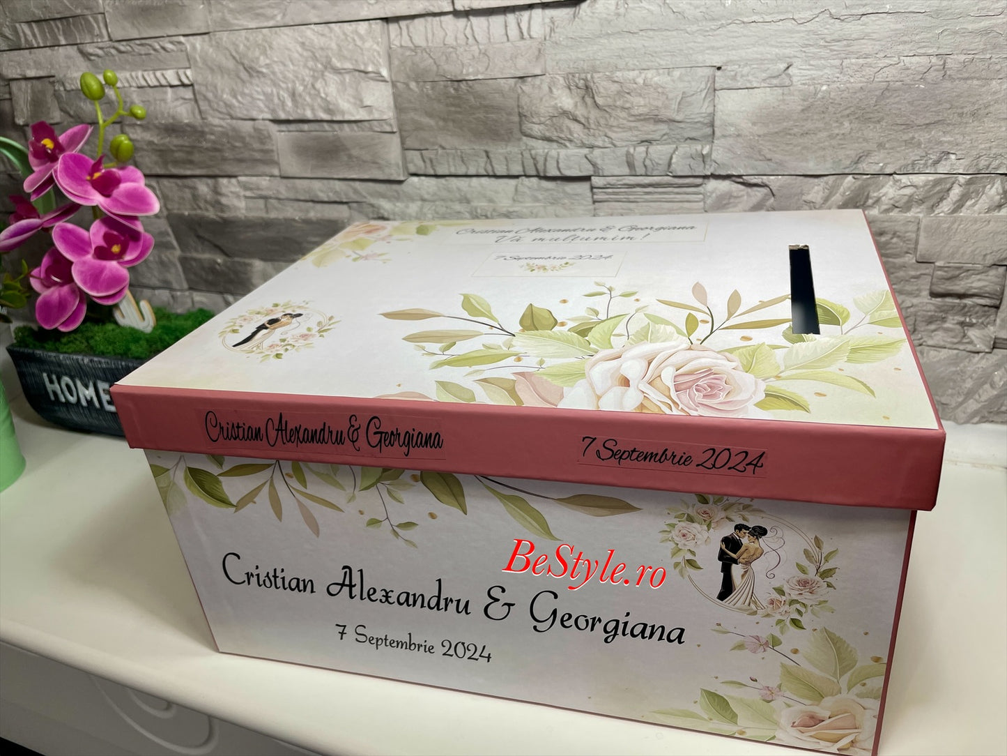 Cutie plicuri bani nunta - Watercolor roses