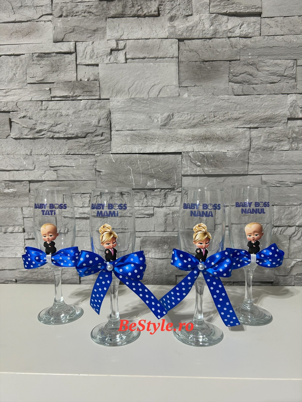 Pahare personalizate botez baietel 02 Baby Boss