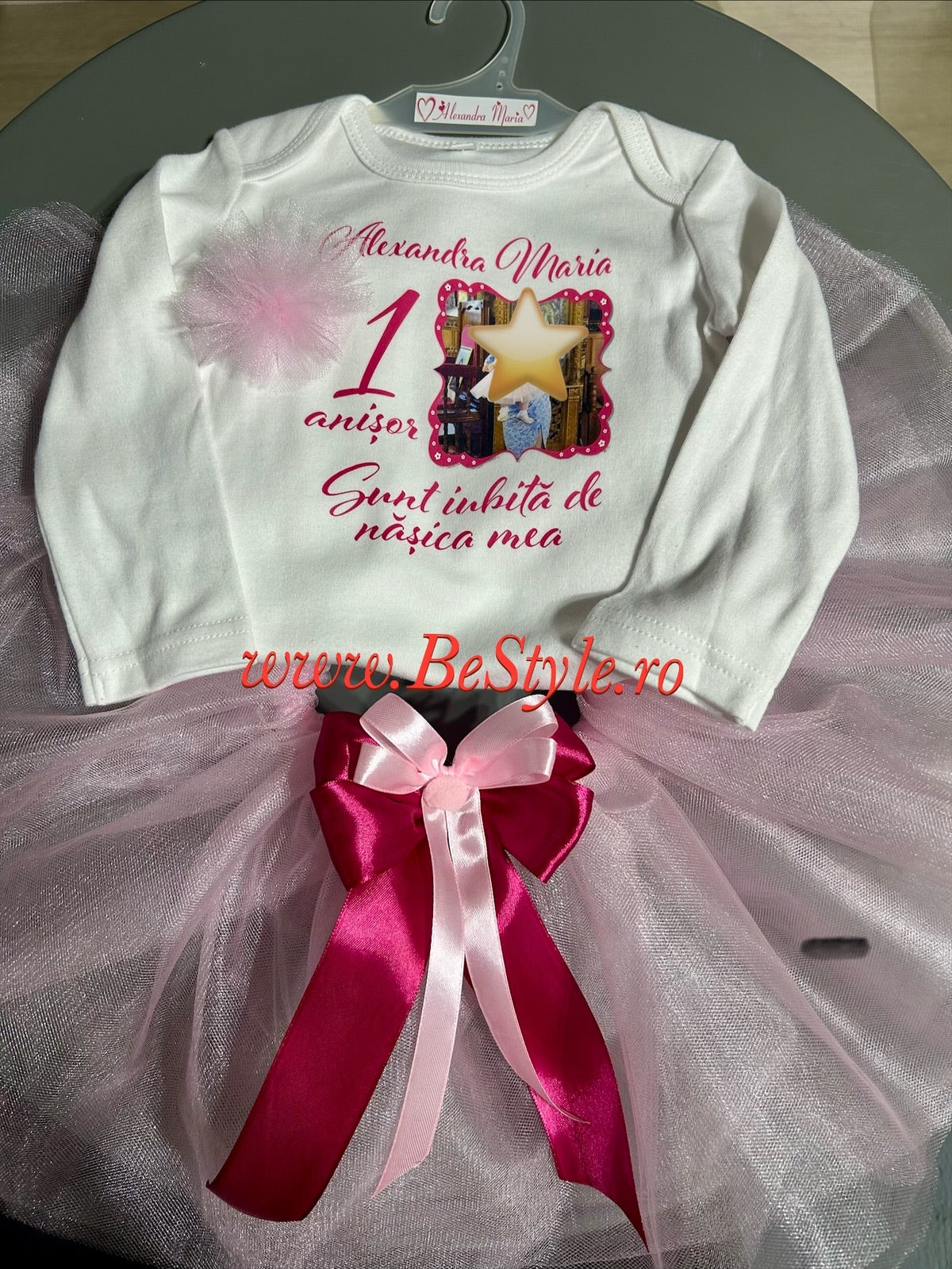 Set body personalizat si fustita tutu pentru mot/turta