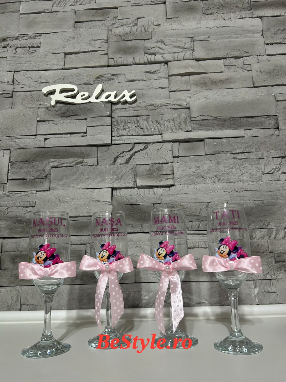 Pahare personalizate botez fetita 02 Minnie Mouse