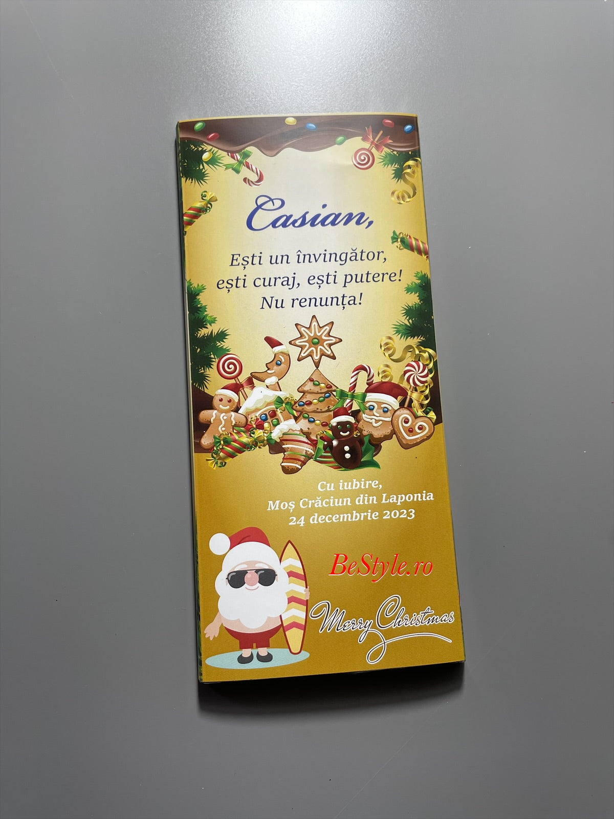 Ciocolata personalizata cu mesaj de Craciun