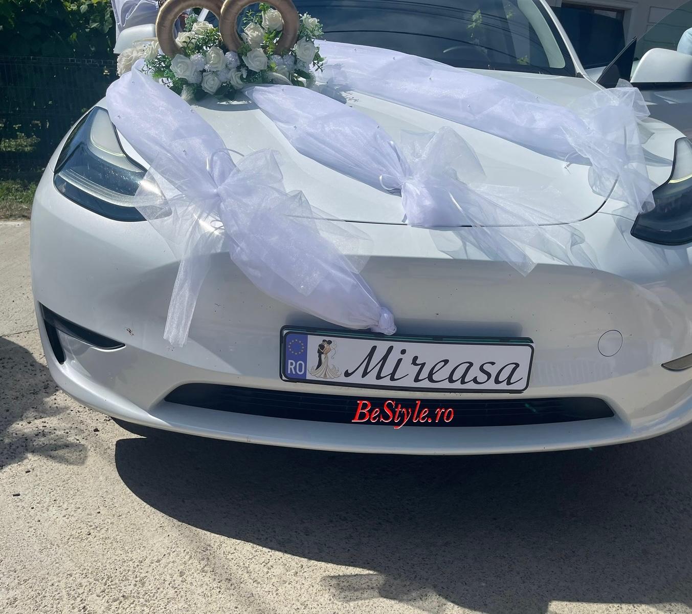 Pancarta numar personalizat pentru masina nunta - Mireasa Mirele