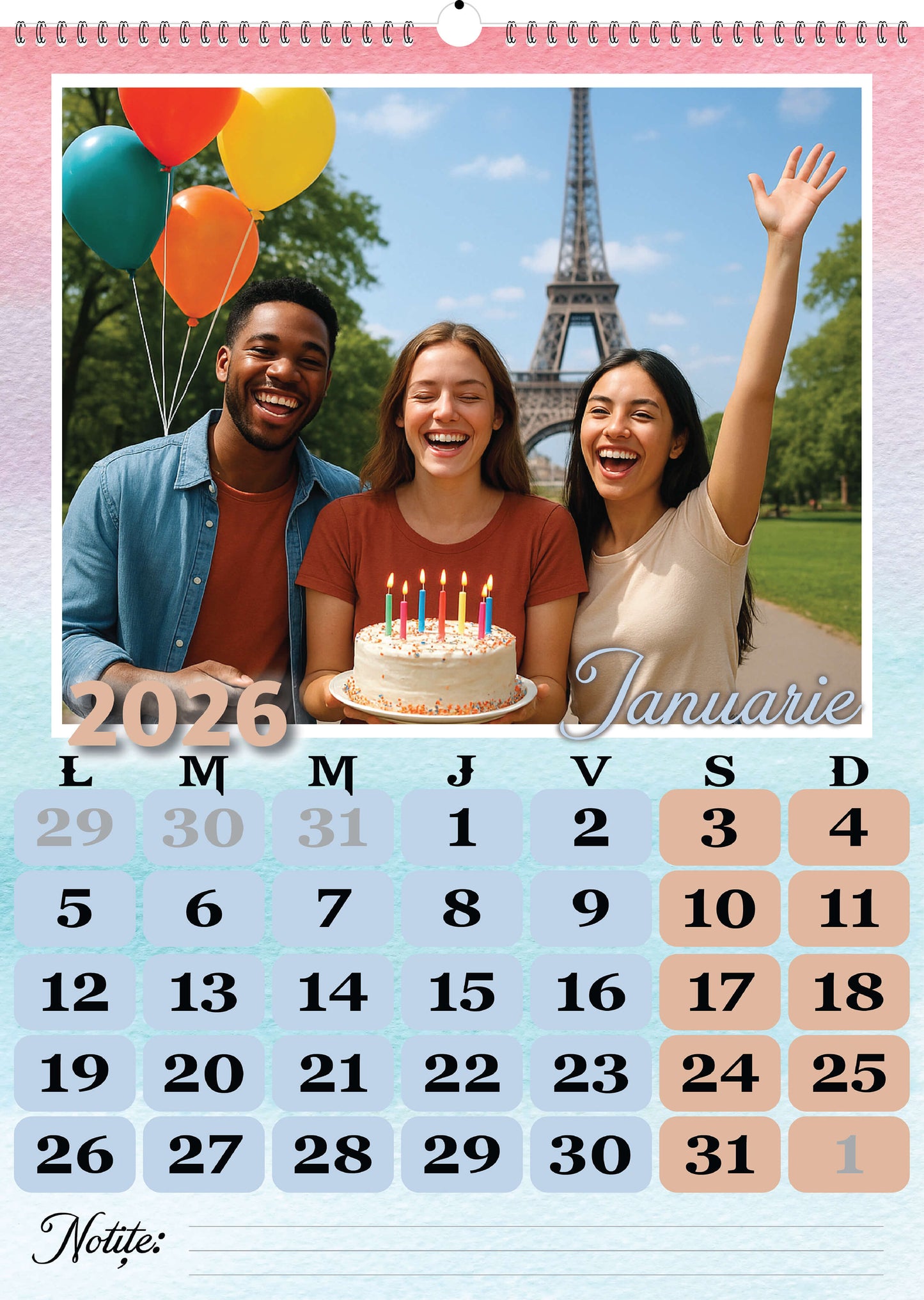 Calendar personalizat de perete 2026 CAL P65