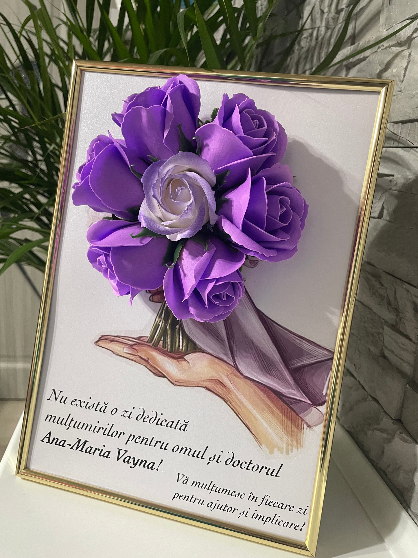 Tablou personalizat cu buchet din trandafiri de sapun