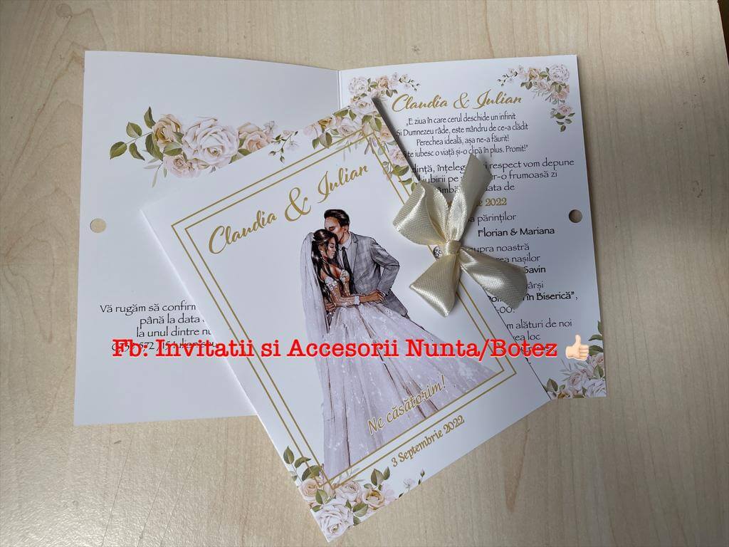 Invitatie nunta BSIN093 cu fundita