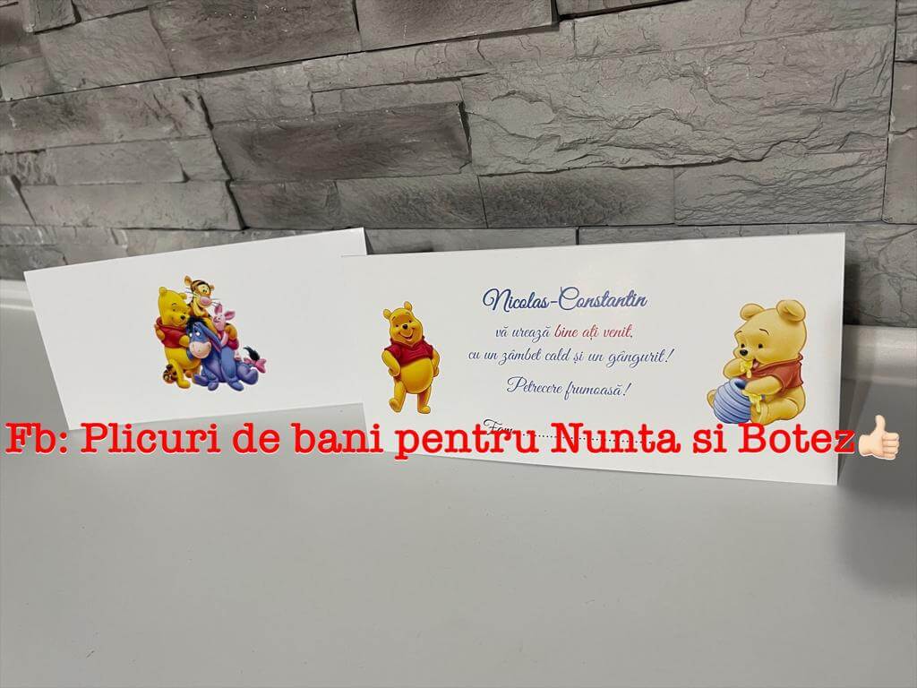 Plic de bani botez BSPB063 - Winnie the Pooh