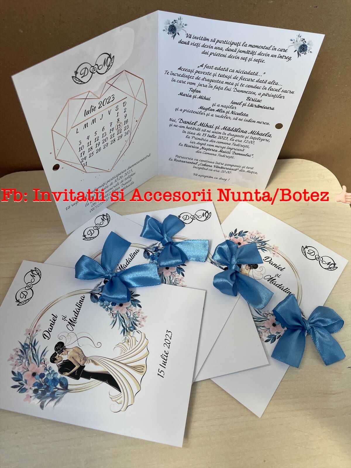 Invitatie nunta BSIN43 cu fundita