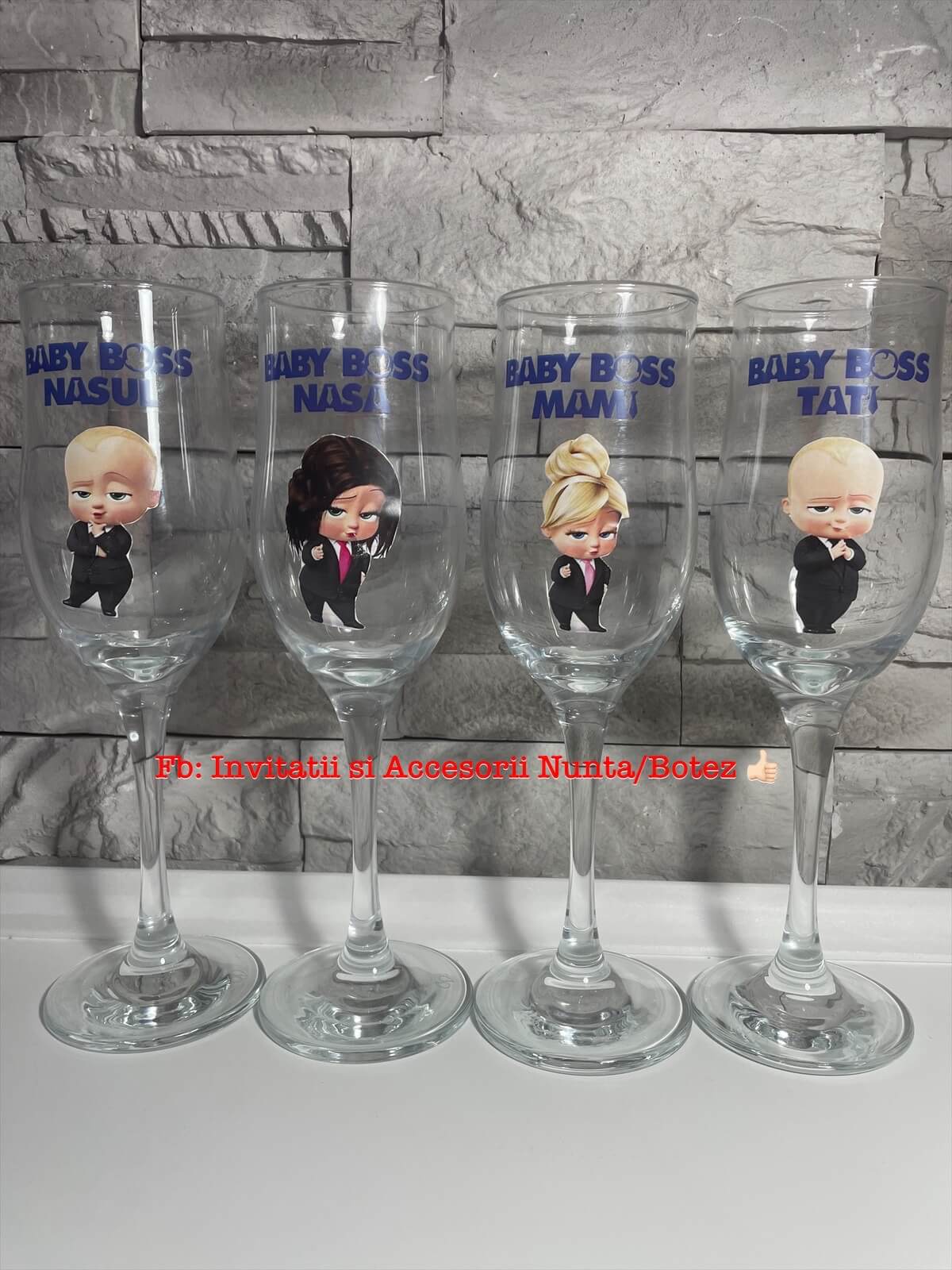 Pahare personalizate botez 02 Baby Boss