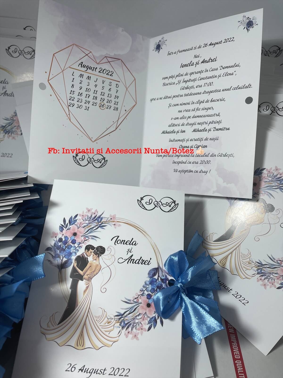 Invitatie nunta BSIN43 cu fundita