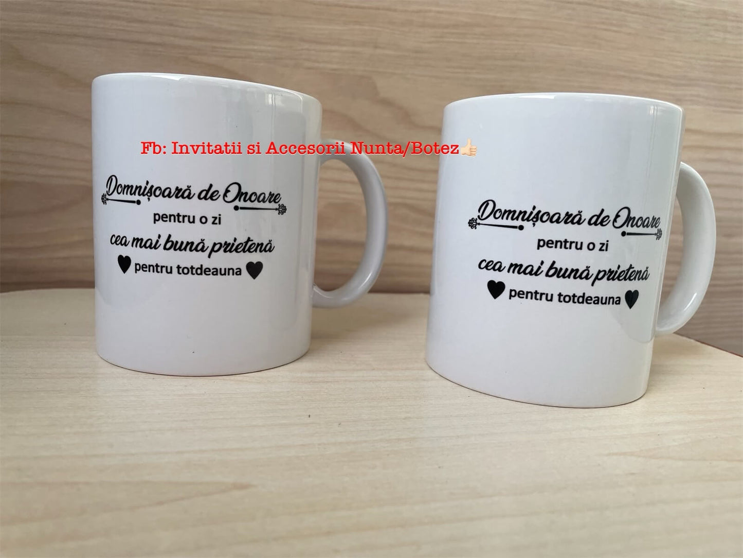 Cana personalizata alba Domnisoara de Onoare