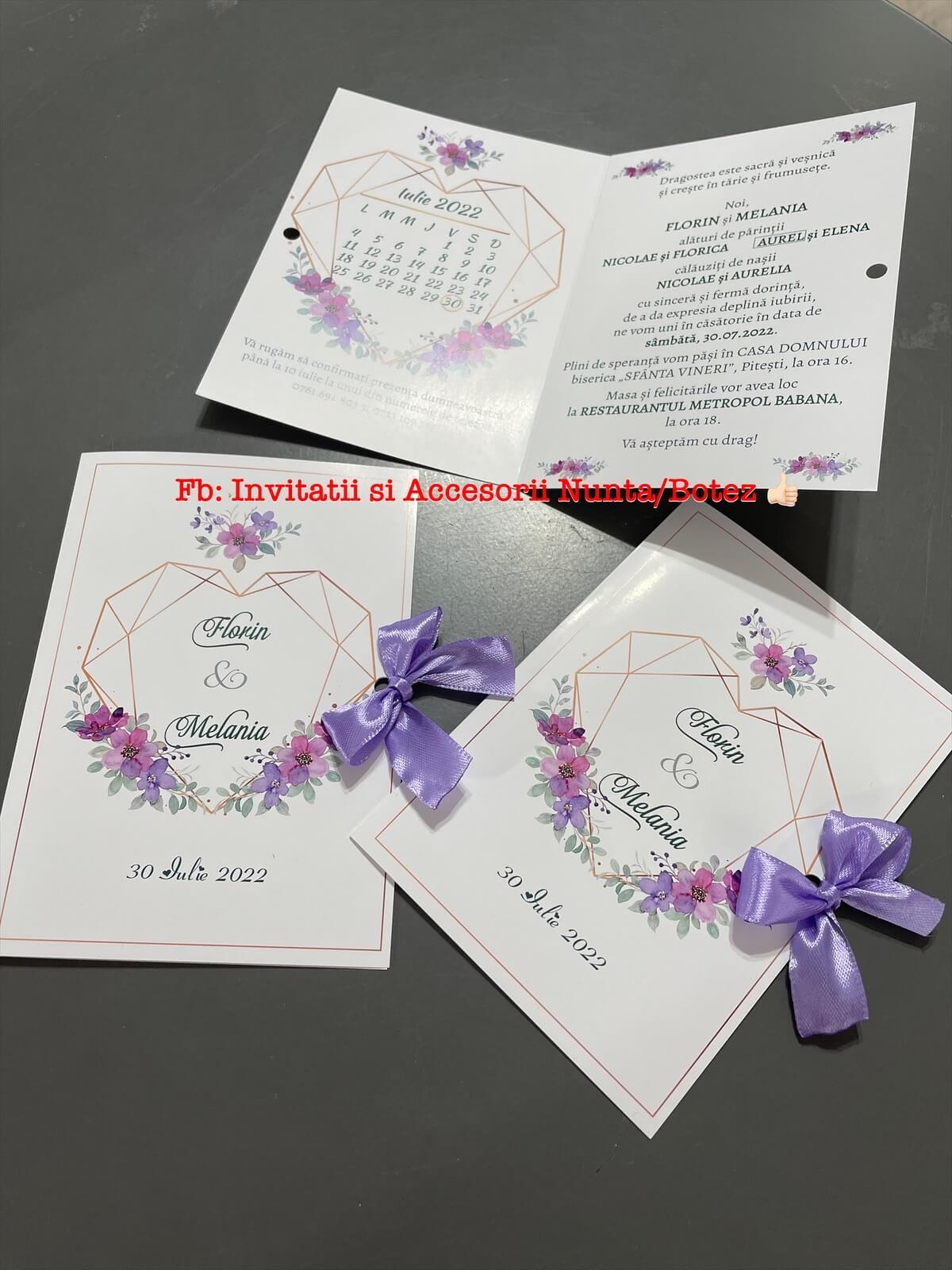 Invitatie nunta BSIN047 cu fundita