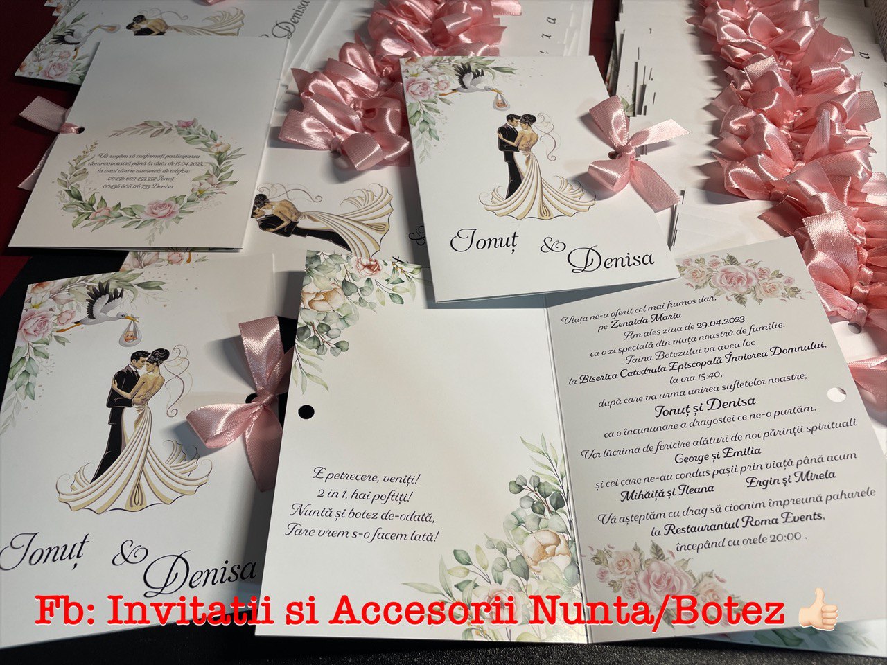 Invitatie 2 in 1 BSIN046 cu fundita