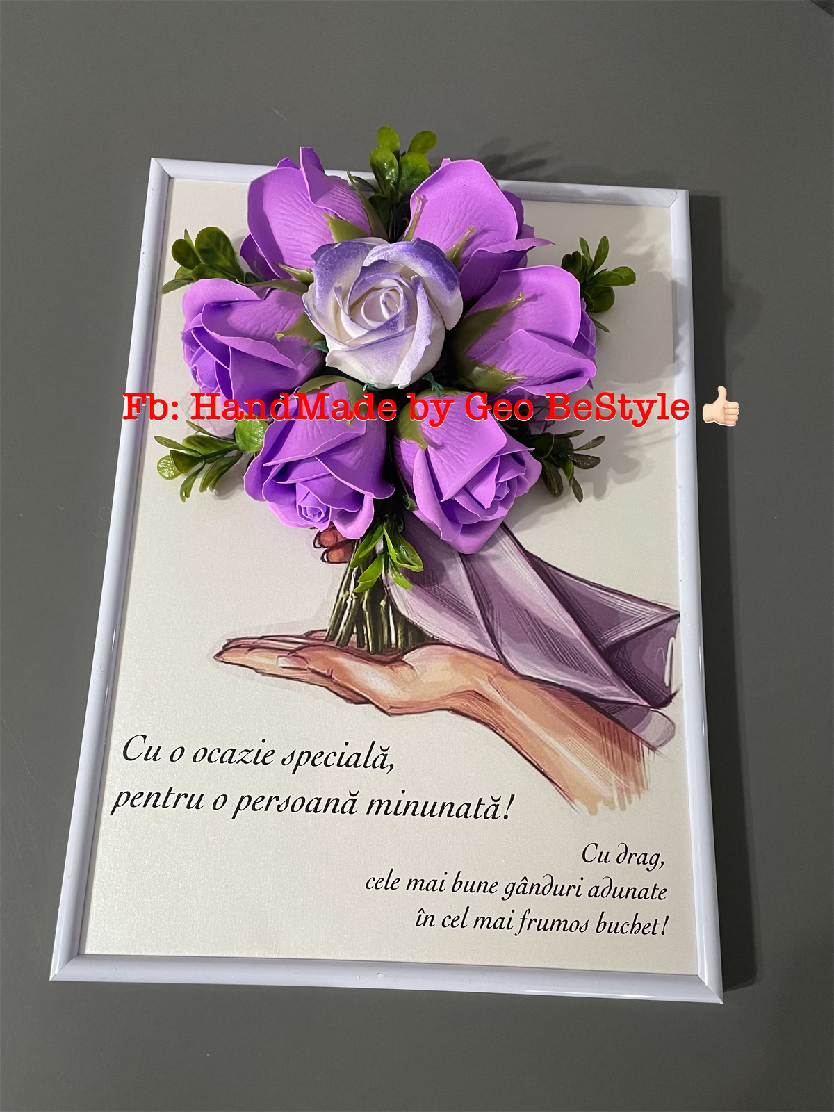 Tablou personalizat cu buchet din trandafiri de sapun
