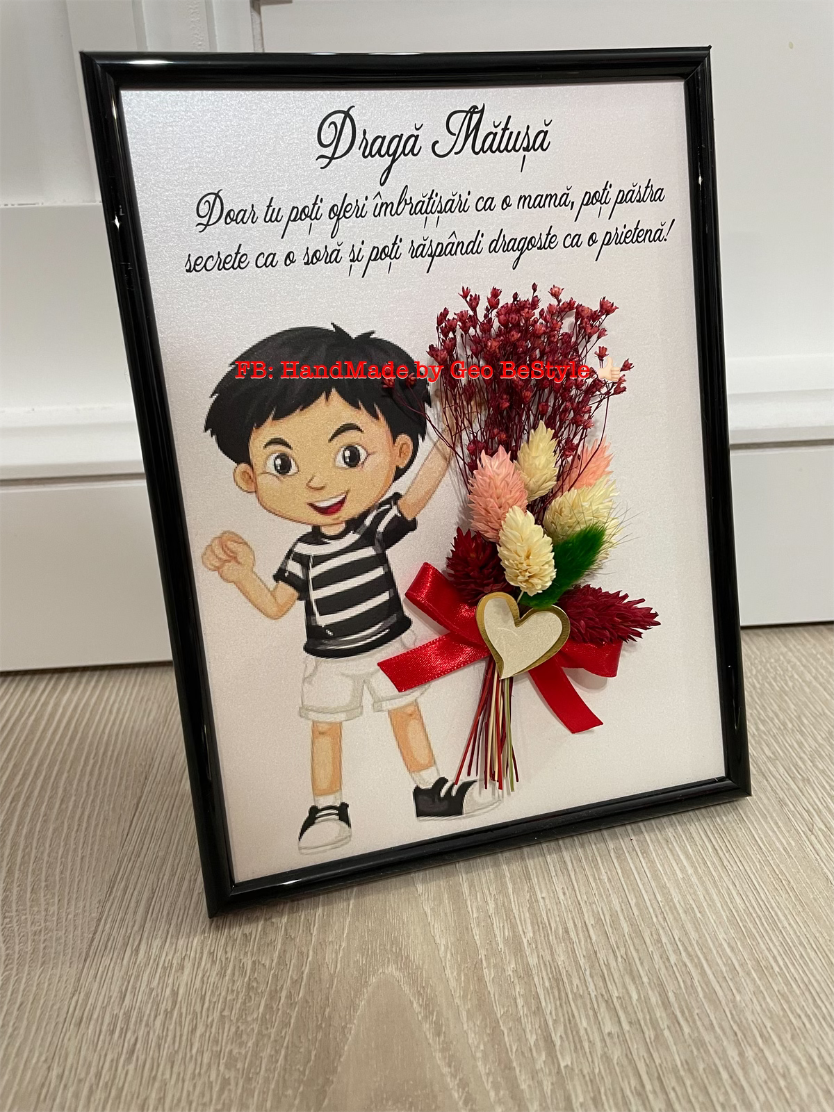 Tablou cu buchet din flori uscate 15/20 cm - 01