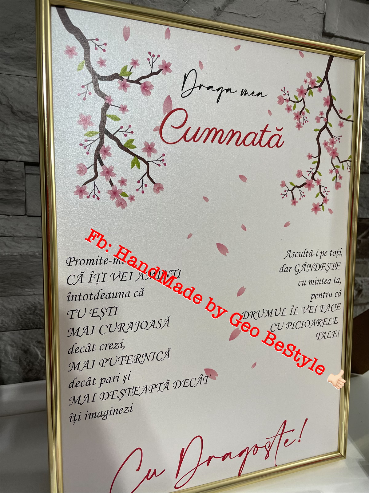 Tablou personalizat cu mesaj pentru persoanele dragi, A4