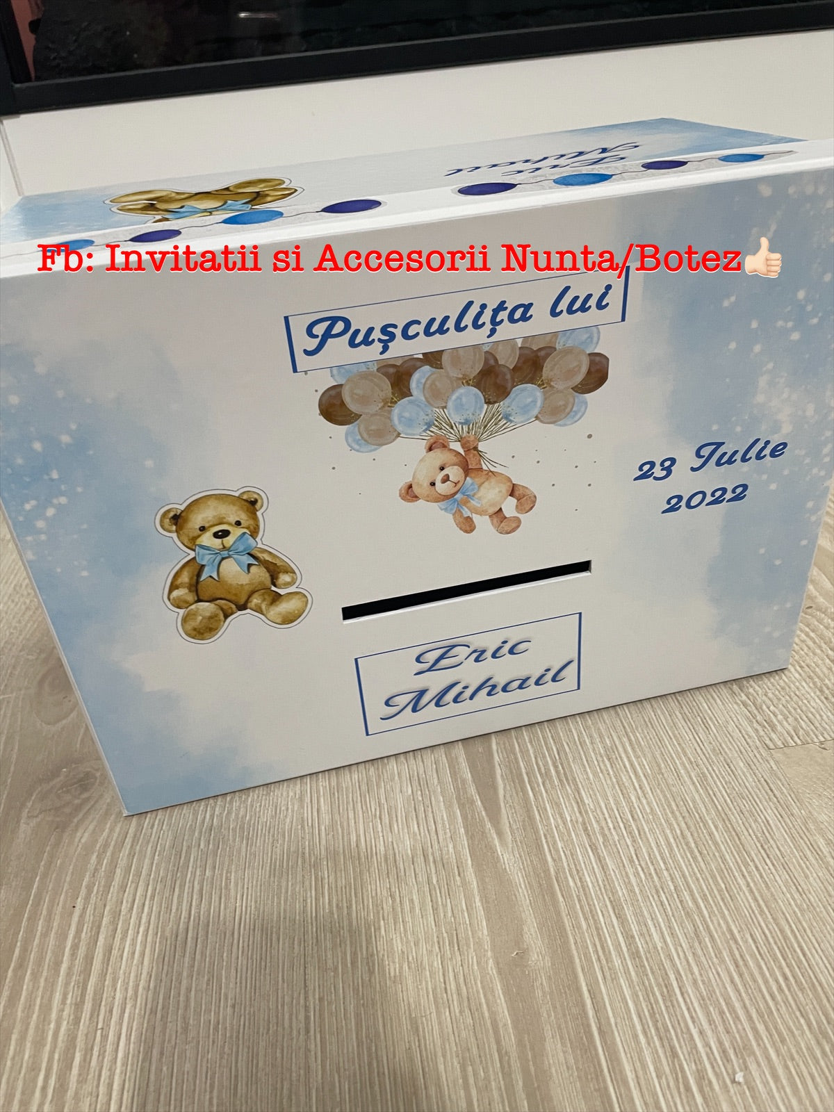 Cutie plicuri de bani botez Ursulet