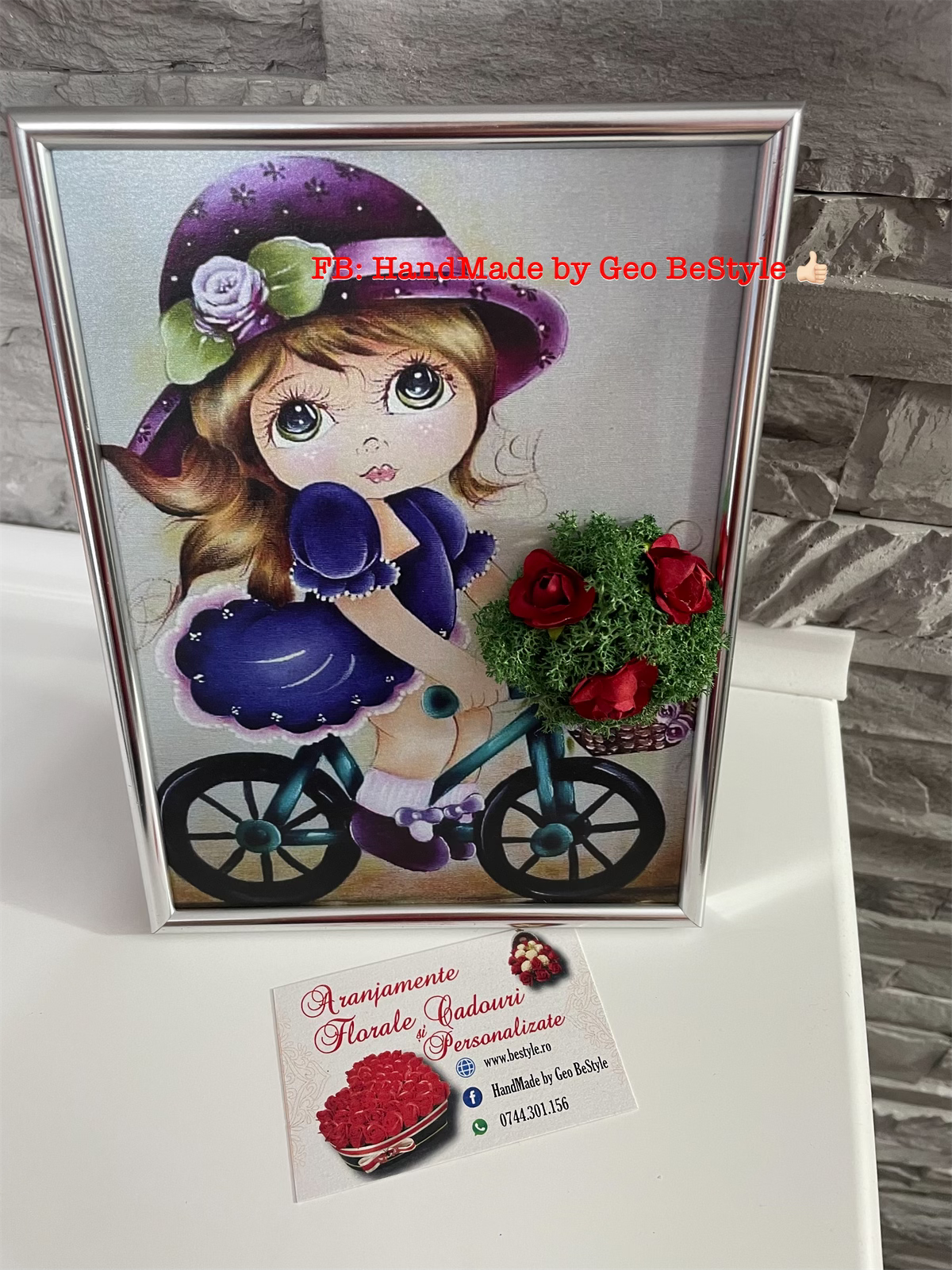 Tablou martisor 15/20 cm cu licheni 01