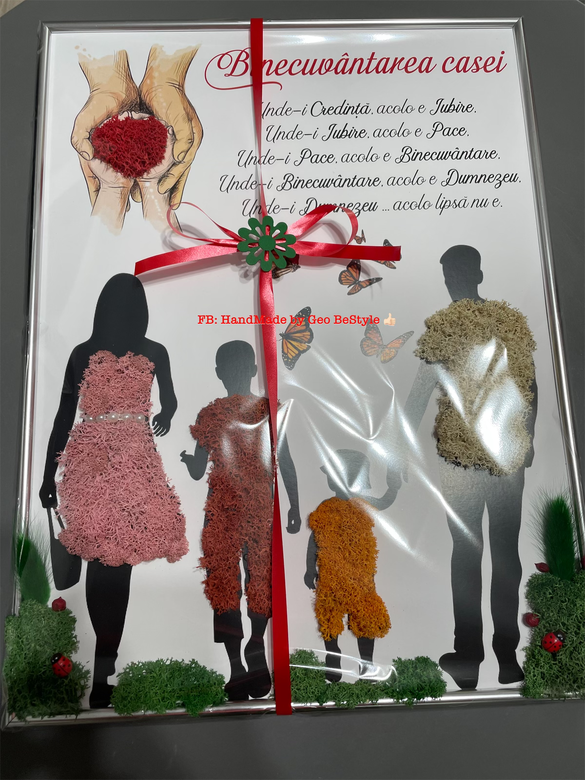 Tablou familie - Binecuvantarea casei, cu licheni, de 30/40 cm