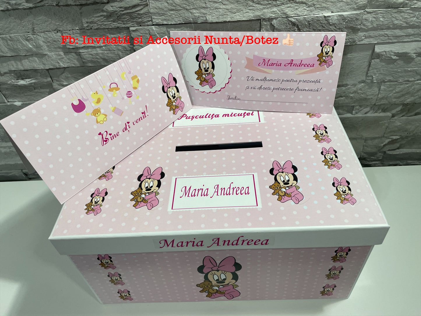 Cutie plicuri de bani botez Minnie Mouse 01