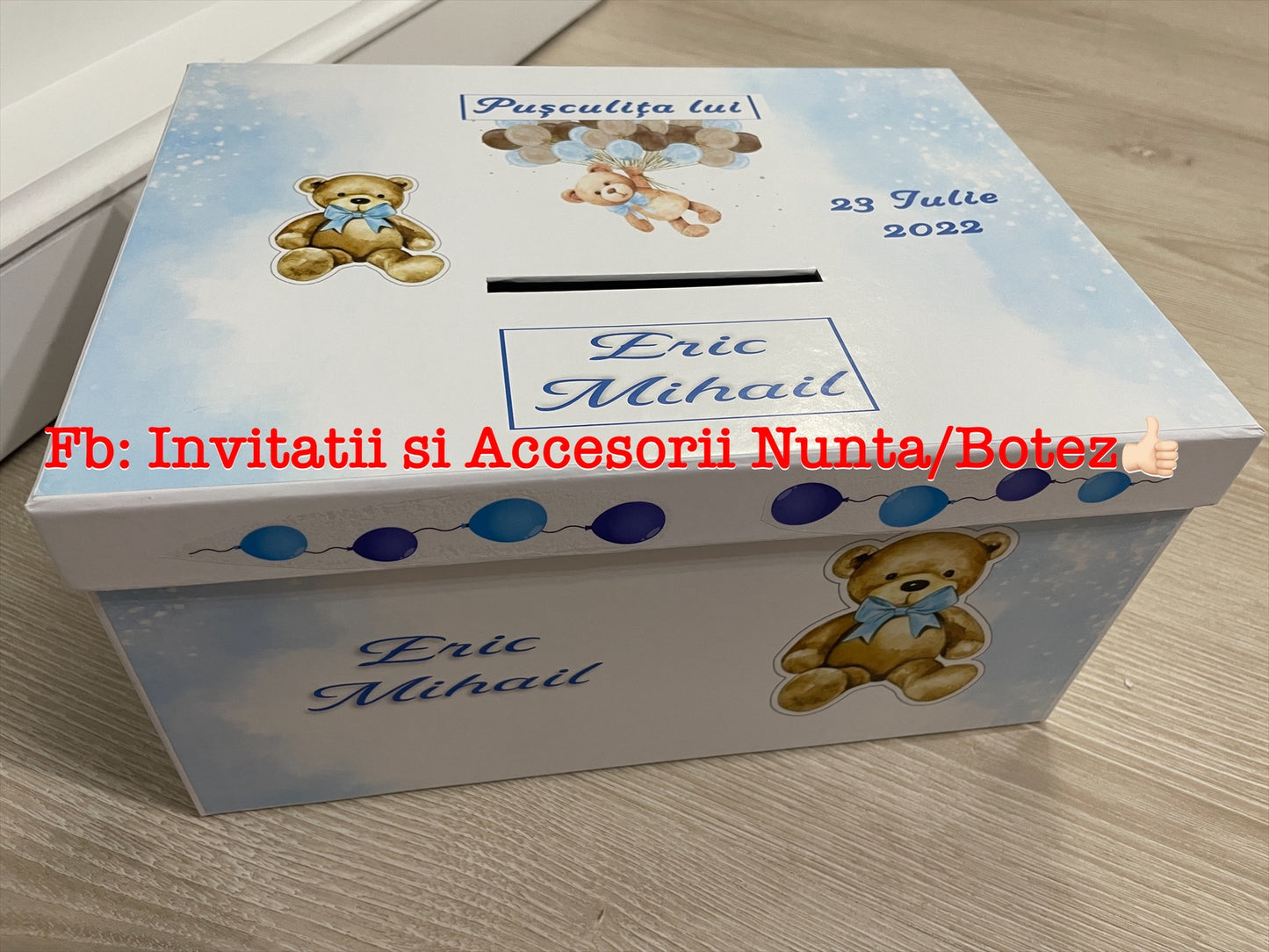 Cutie plicuri de bani botez Ursulet