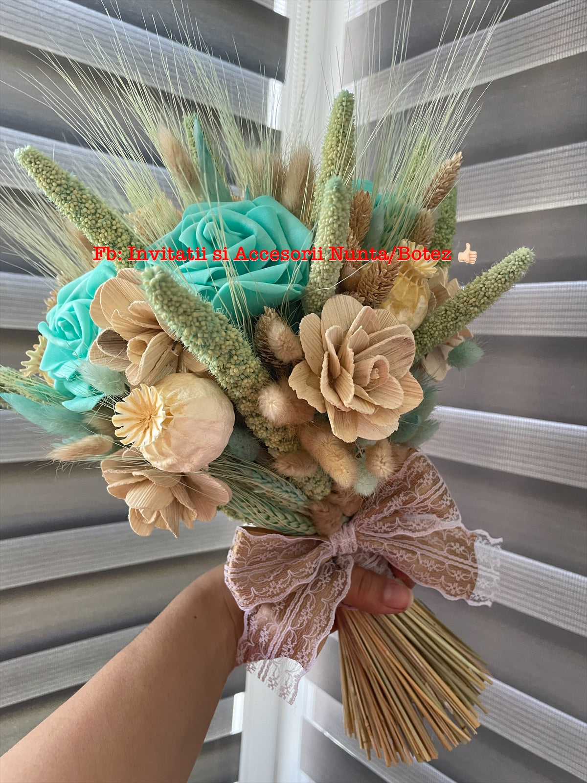 Buchet mireasa sau nasa cu flori uscate 07