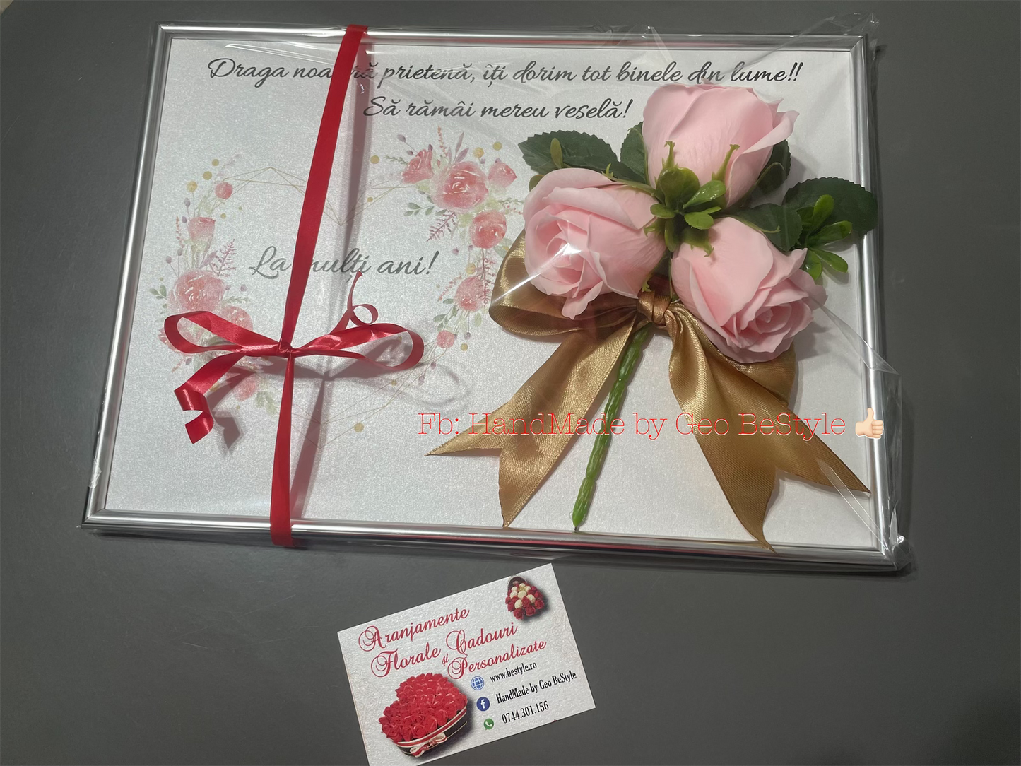 Tablou personalizat A4 cu buchet din trandafiri de sapun 01