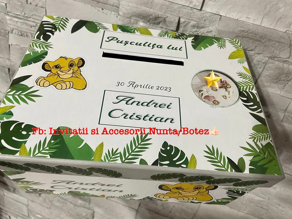 Cutie plicuri de bani botez Simba 01