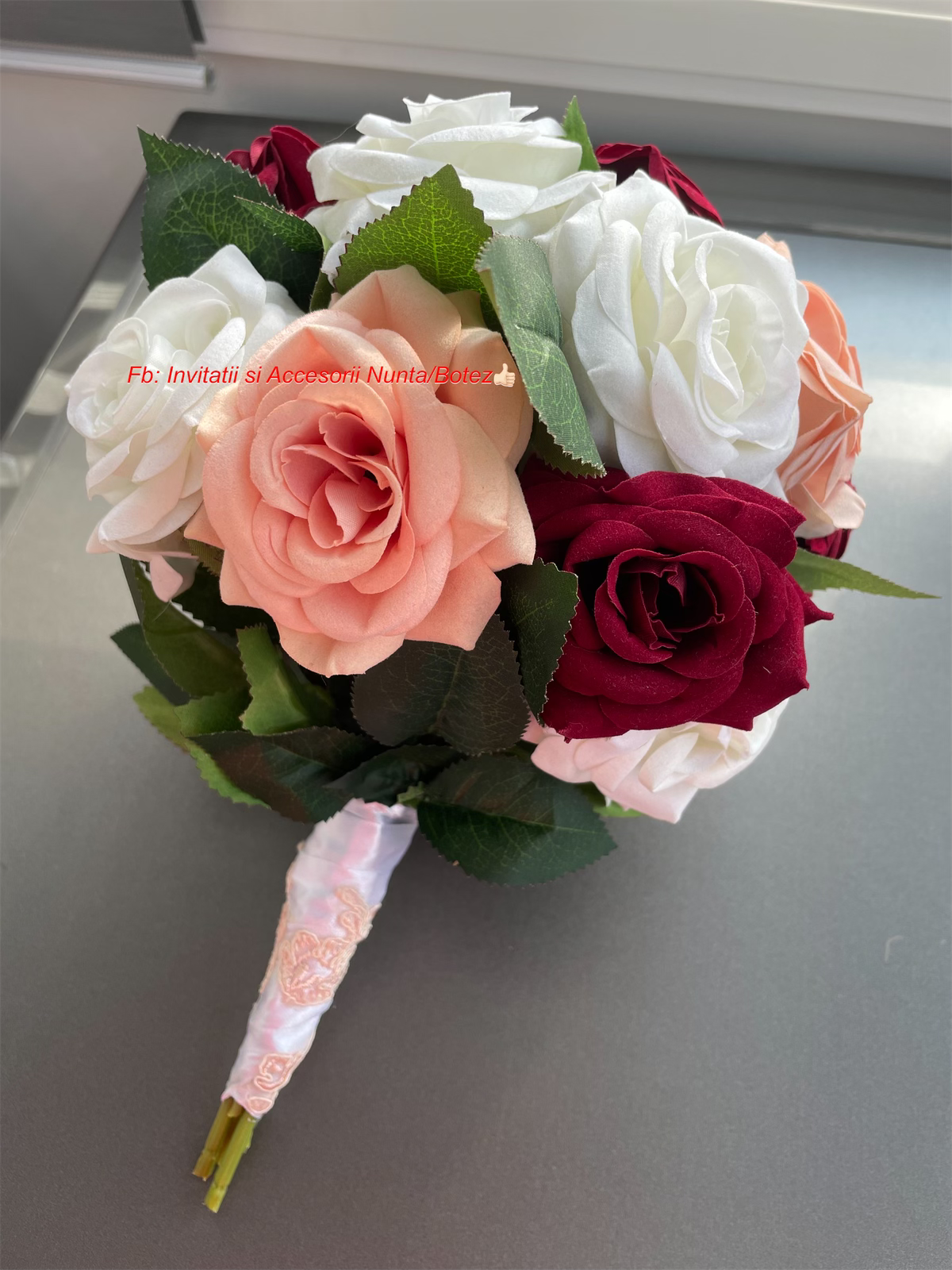Buchet mireasa sau nasa din flori de matase 01