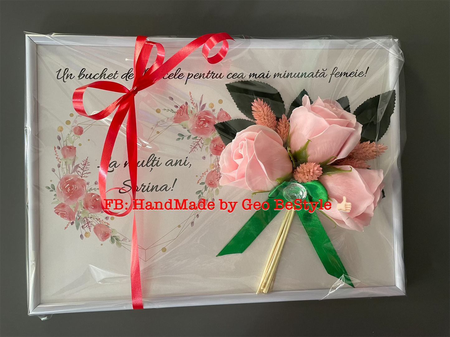 Tablou personalizat A4 cu buchet din trandafiri de sapun 01