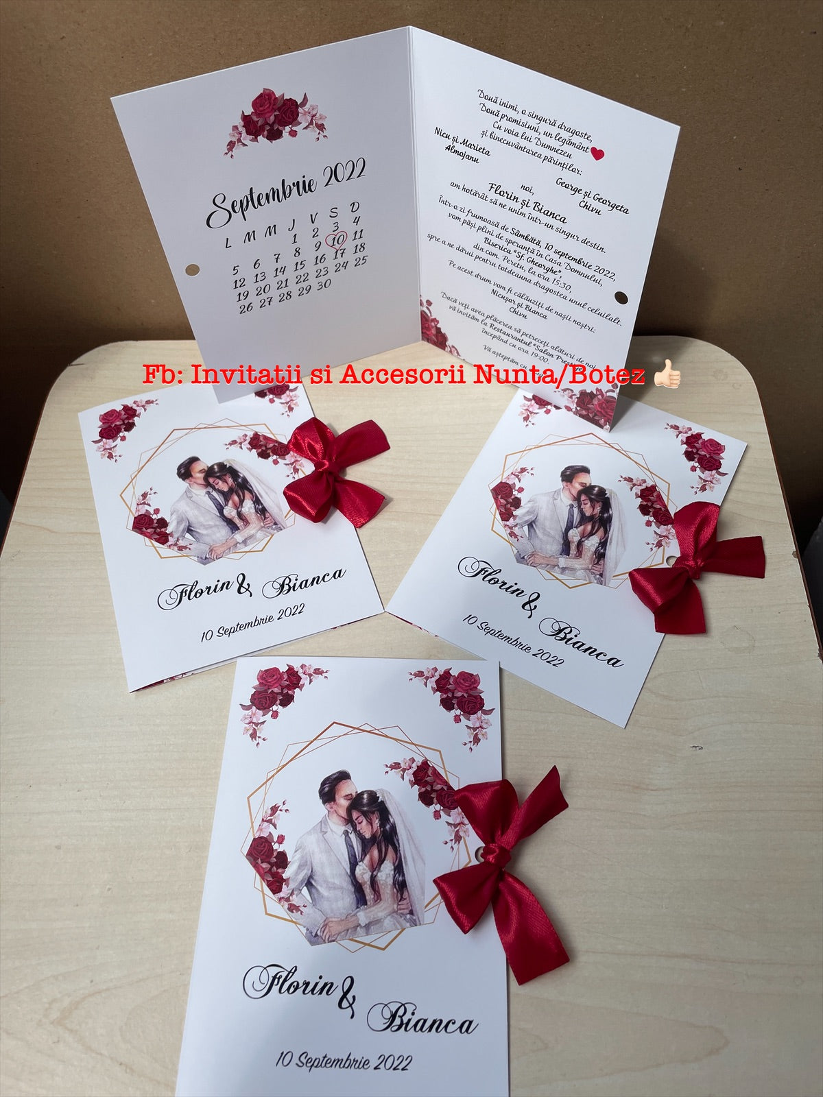 Invitatie nunta BSIN071 cu fundita