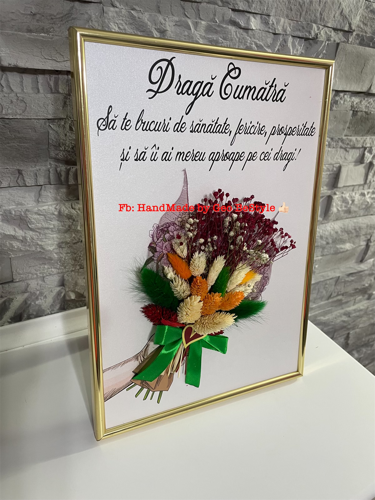 Tablou cu buchet din flori uscate A4 - 01
