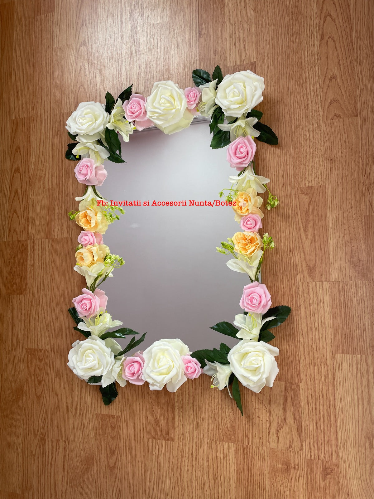 Oglinda miresei cu flori de matase 01