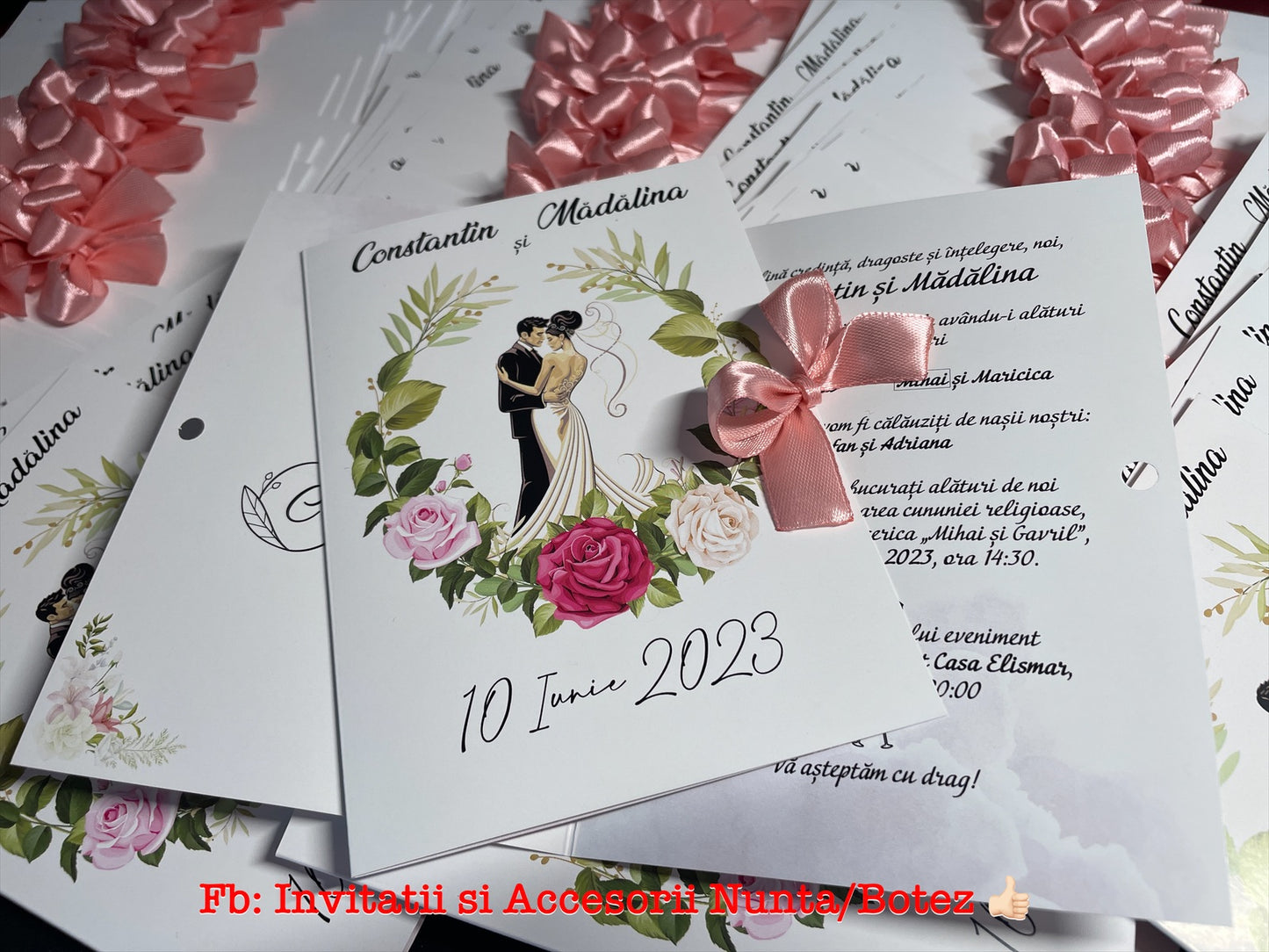 Invitatie nunta BSIN83 cu fundita